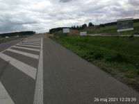 101) 2021-05-26 Wyłączony z ruchu początkowy odcinek Kontraktu - dogęszczanie jezdni prawej. Widok od strony Gdańska