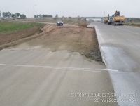 85) 2022-05-25 Wyjazd z MOP Pepłowo Wschód i przerwany fragment nawierzchni betonowej z powodu opadów deszczu